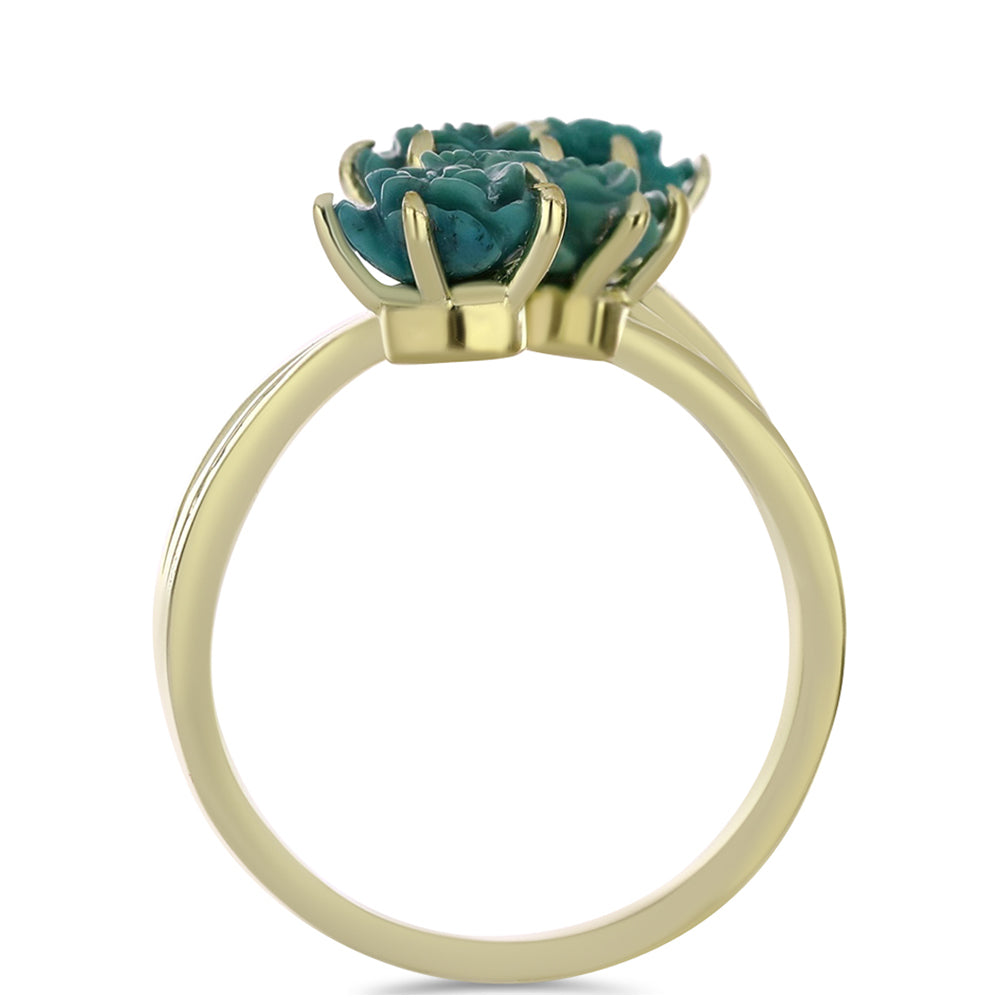 Arannyal Bevont Ezüst Gyűrű Csipkerózsika Türkizzel