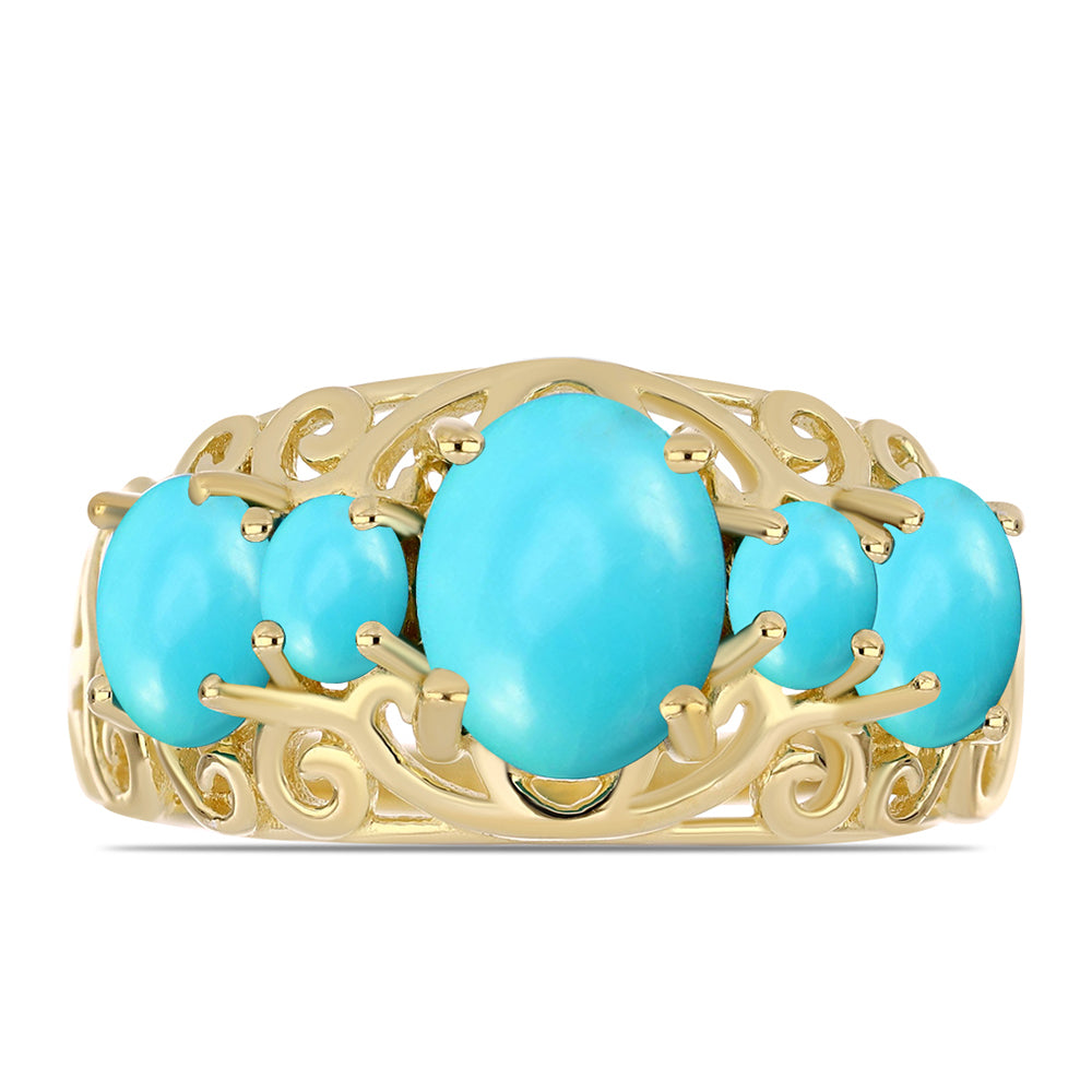 Arannyal Bevont Ezüst Gyűrű Csipkerózsika Türkizzel 1 