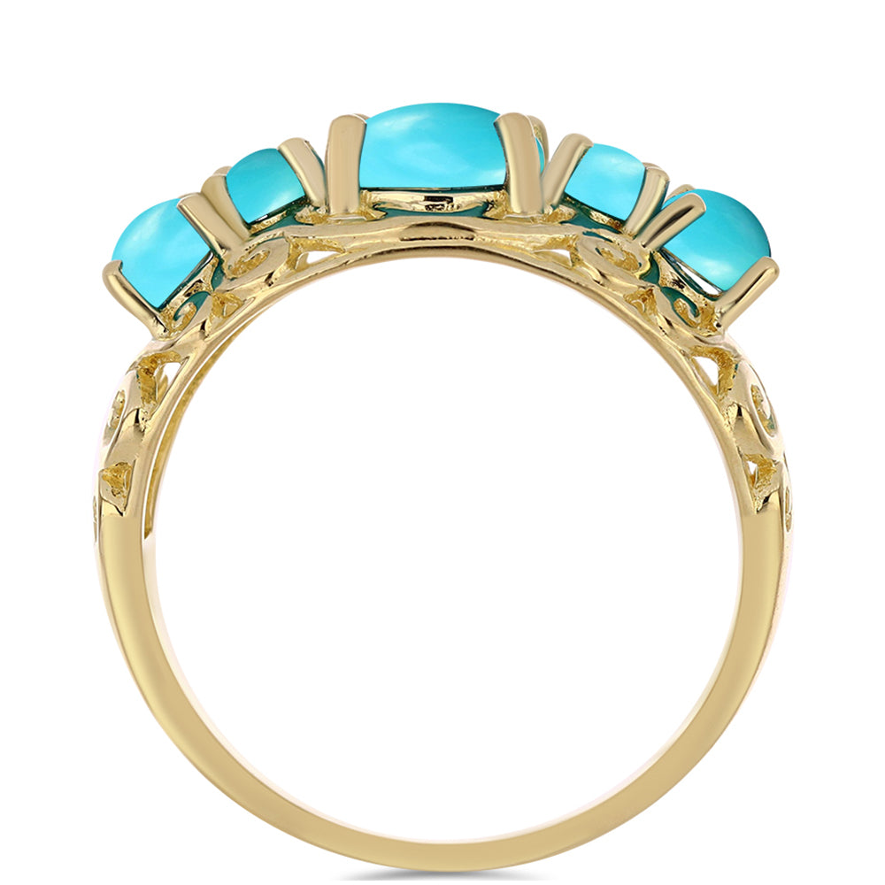 Arannyal Bevont Ezüst Gyűrű Csipkerózsika Türkizzel 2 