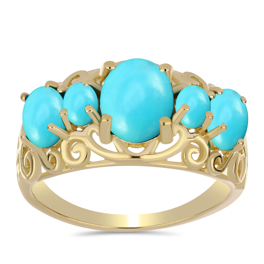 Arannyal Bevont Ezüst Gyűrű Csipkerózsika Türkizzel 3 