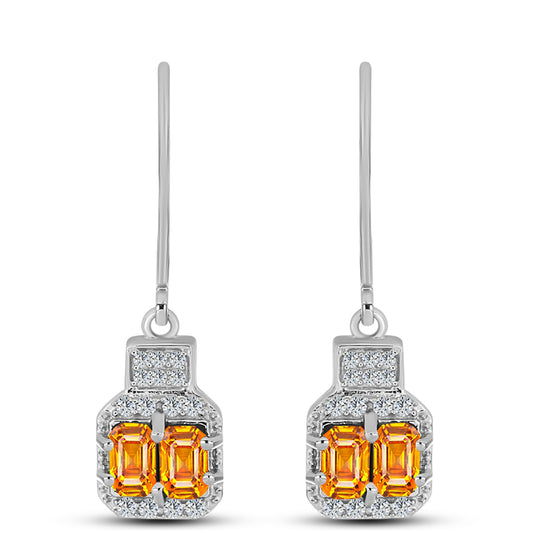 Ezüst Fülbevaló Padparadschai Zafírral és Fehér Topázzal