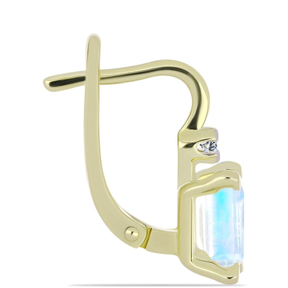 Arannyal Bevont Ezüst Fülbevaló Szivárvány Holdkővel és Fehér Topázzal 2 