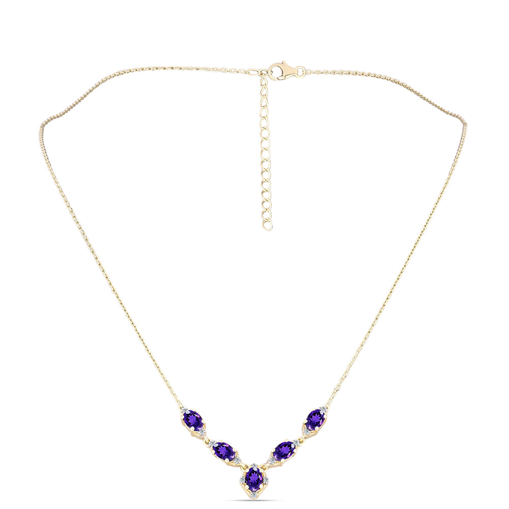 Arannyal Bevont Ezüst Nyaklánc Marokkói Ametiszttel és Fehér Topázzal 1 