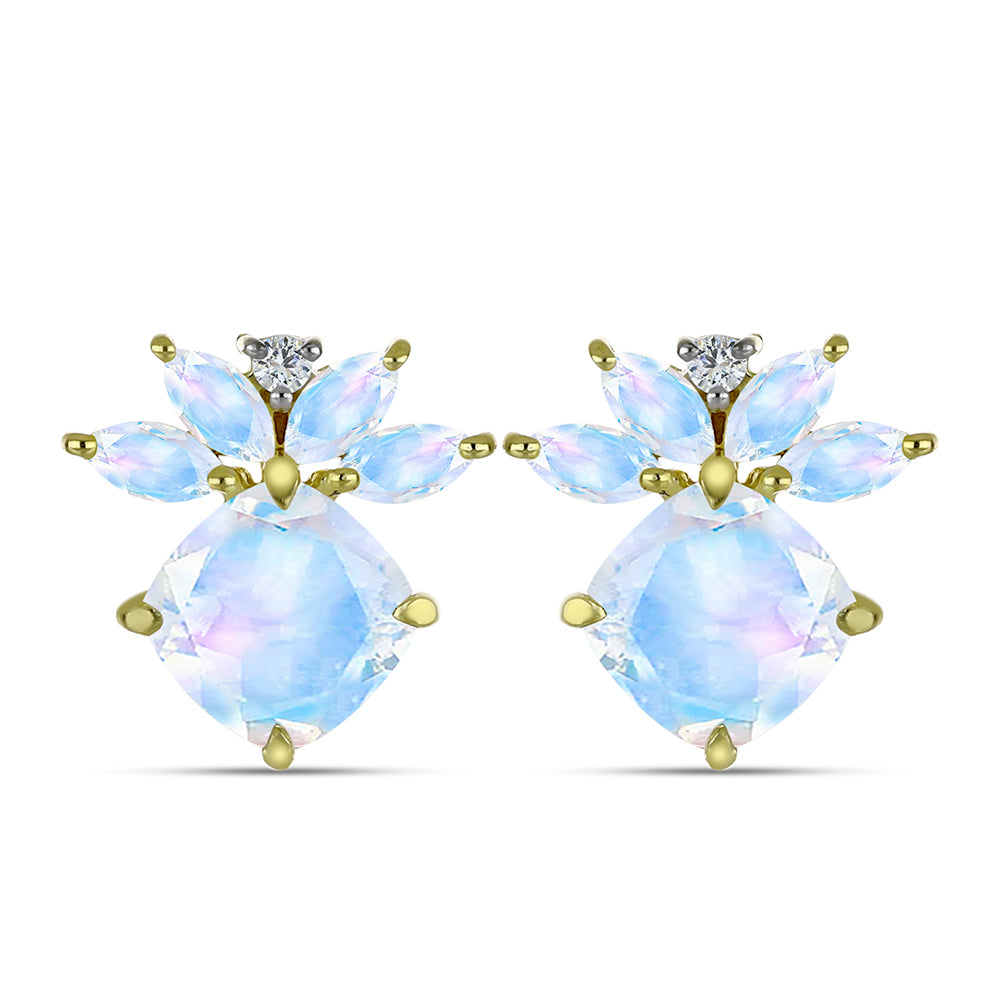 Arannyal Bevont Ezüst Fülbevaló Szivárvány Holdkővel 1 