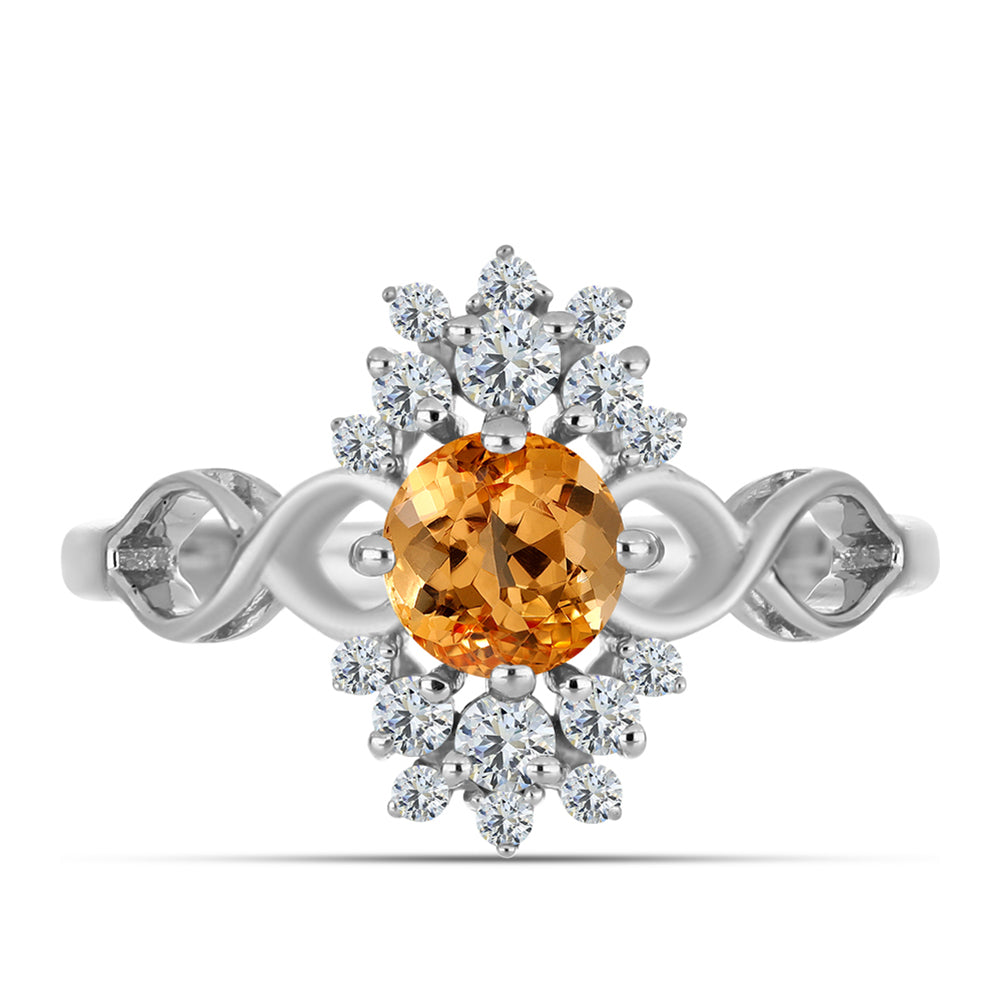 Ezüst Gyűrű "Császársárga" Topázzal és Fehér Topázzal