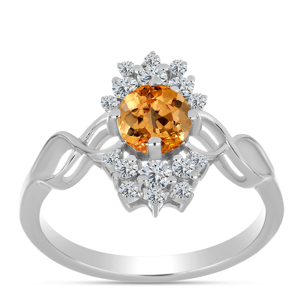 Ezüst Gyűrű "Császársárga" Topázzal és Fehér Topázzal