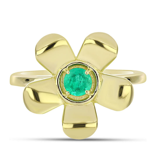 Arannyal Bevont Ezüst Gyűrű Kolumbiai Smaragddal