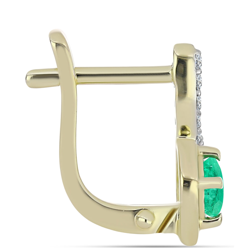 Arannyal Bevont Ezüst Fülbevaló Kolumbiai Smaragddal és Fehér Gyémánttal 2 