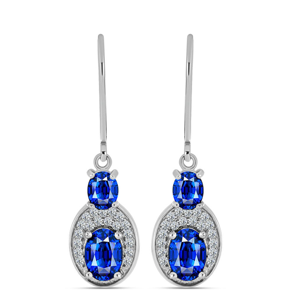 Ezüst Fülbevaló Ausztrál Kék Zafírral és Fehér Topázzal