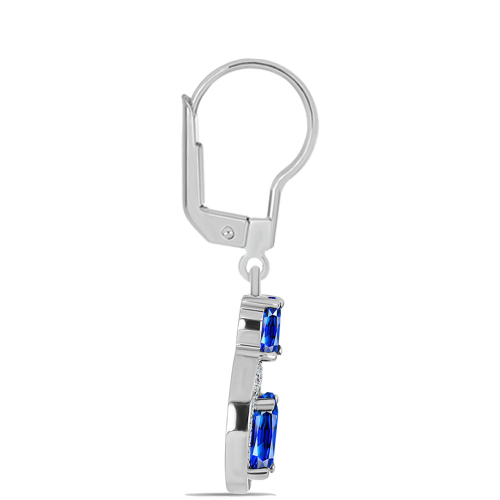 Ezüst Fülbevaló Ausztrál Kék Zafírral és Fehér Topázzal 2 