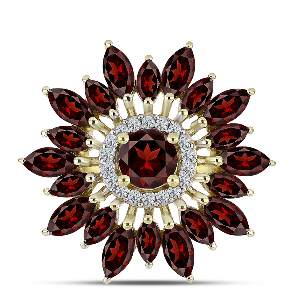 Arannyal Bevont Ezüst Gyűrű Barton Gránáttal és Fehér Topázzal 1 