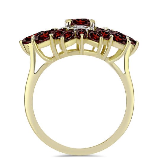 Arannyal Bevont Ezüst Gyűrű Barton Gránáttal és Fehér Topázzal