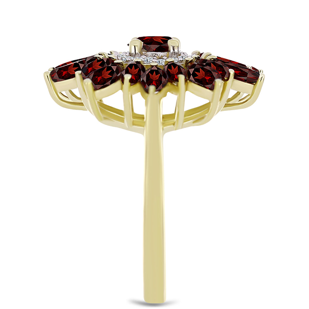 Arannyal Bevont Ezüst Gyűrű Barton Gránáttal és Fehér Topázzal