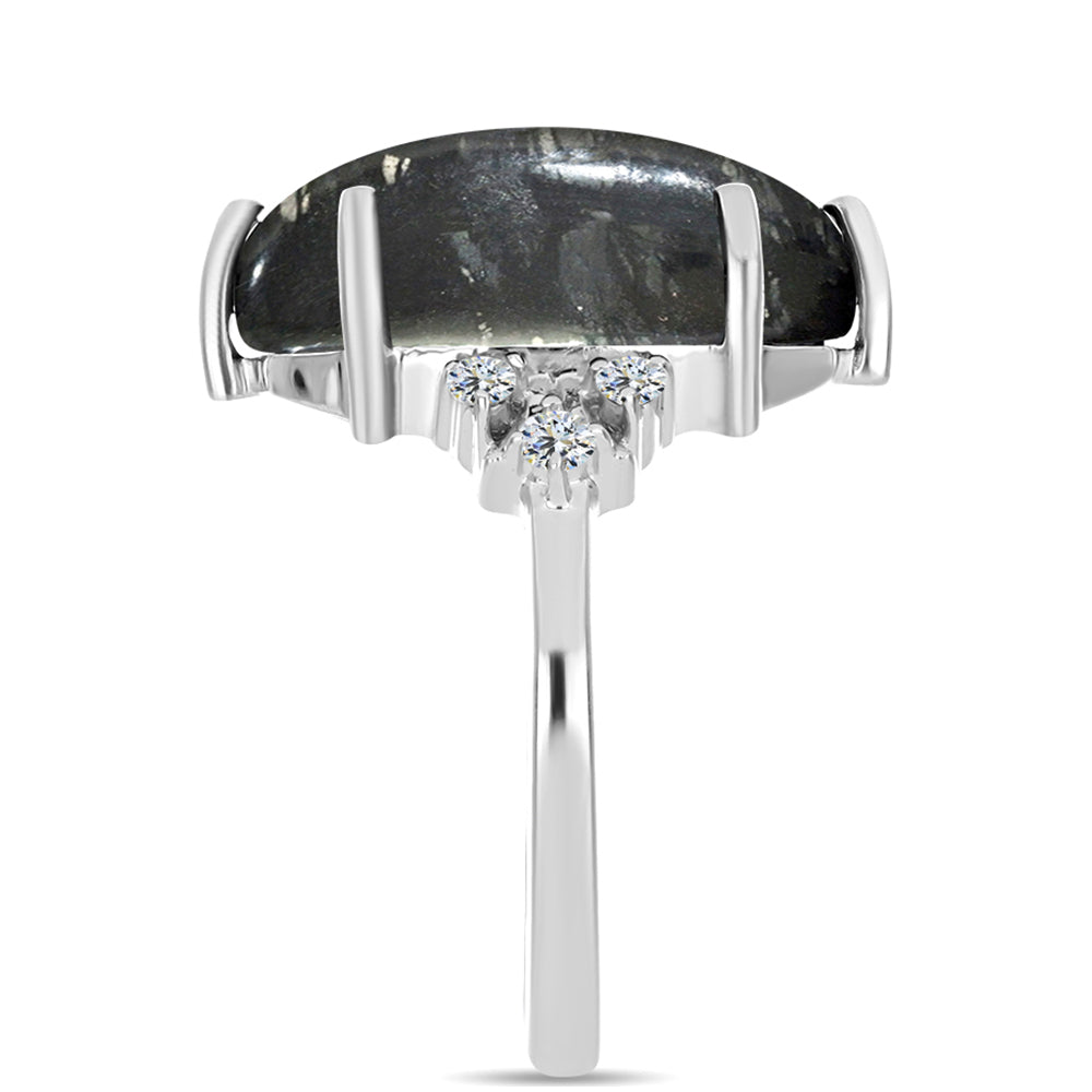 Ezüst Gyűrű Picasso Jáspissal és Fehér Topázzal 4 