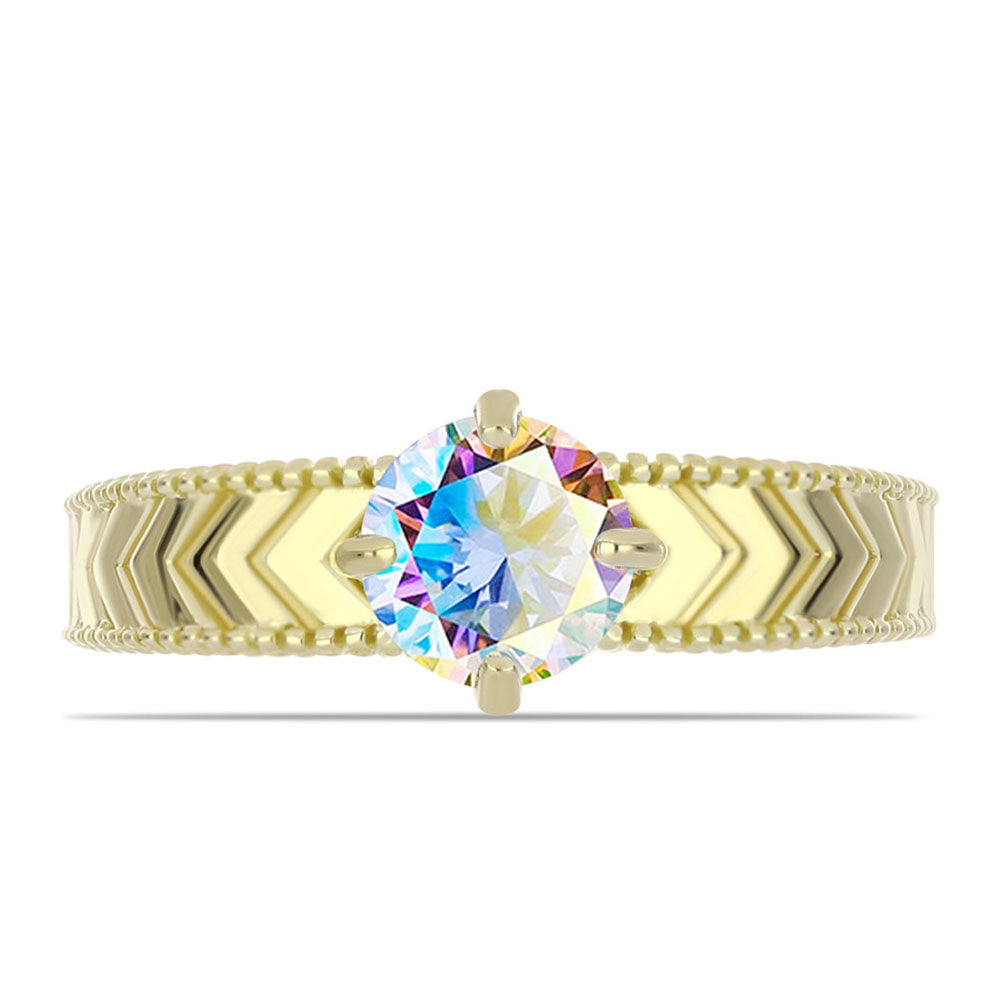 Arannyal Bevont Ezüst Gyűrű Jég Moissanite-tel
