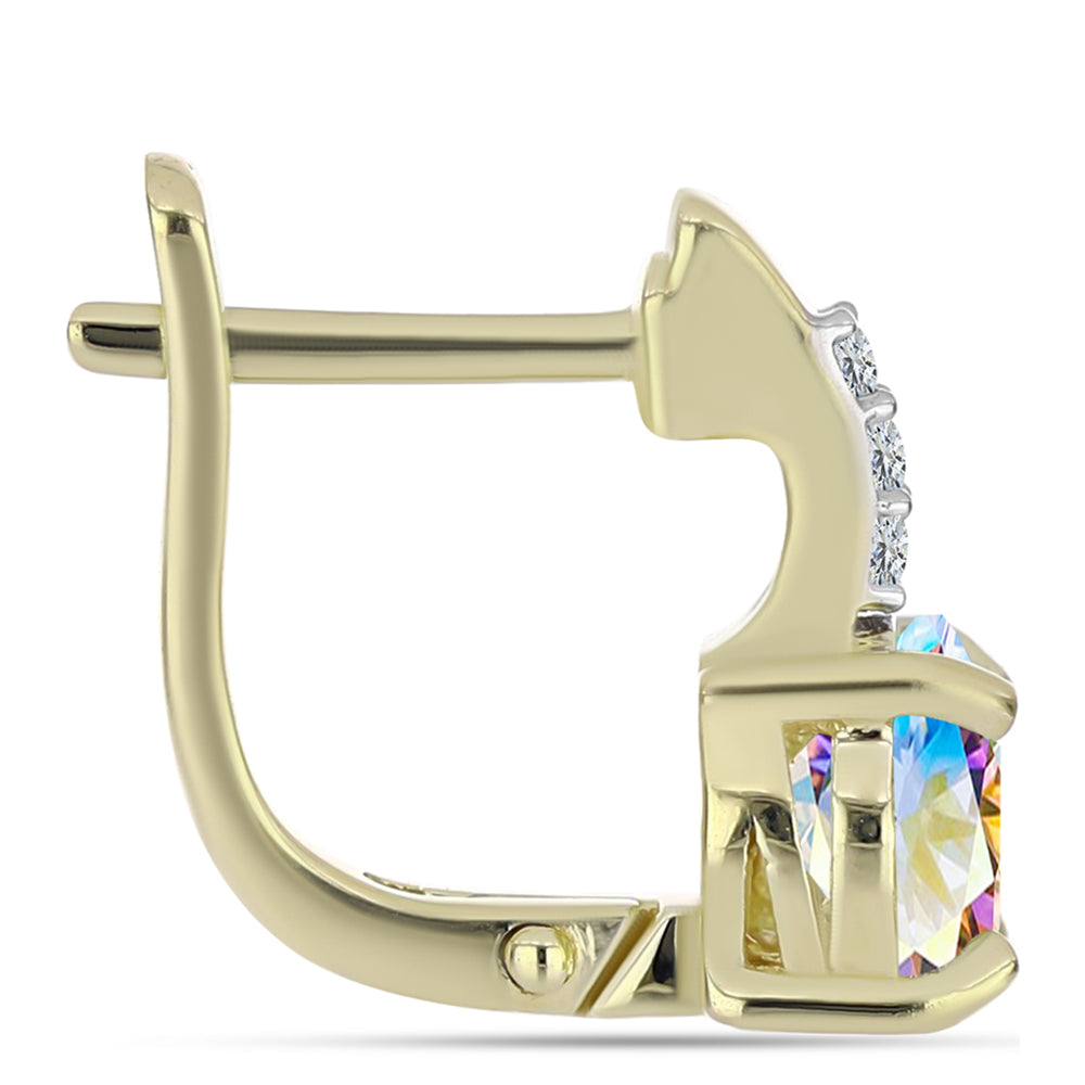 Arannyal Bevont Ezüst Fülbevaló Jég Moissanite-tel és Fehér Topázzal 2 