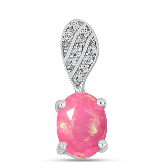 Ezüst Medál Rózsaszínű Opállal és Fehér Topázzal
