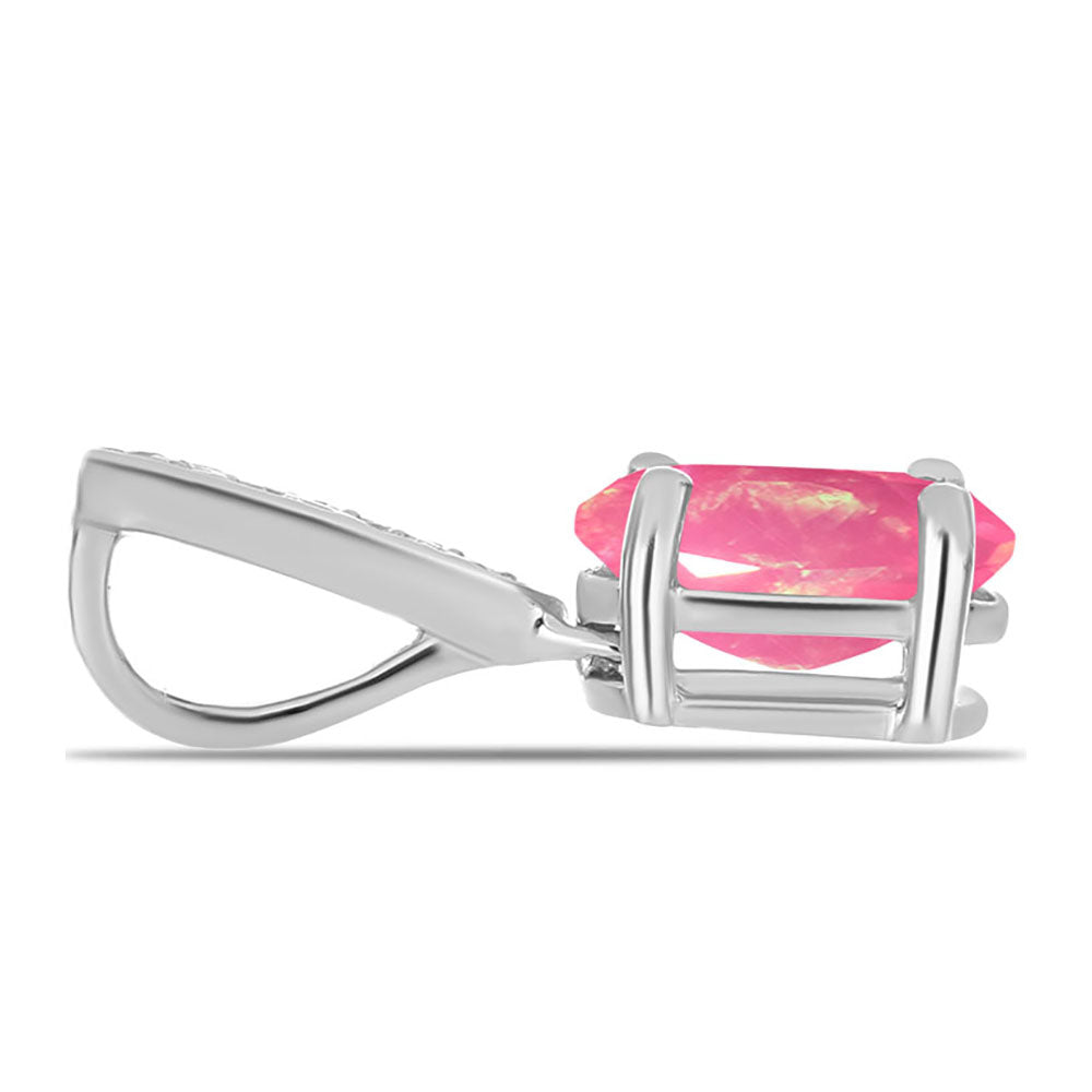 Ezüst Medál Rózsaszínű Opállal és Fehér Topázzal 2 