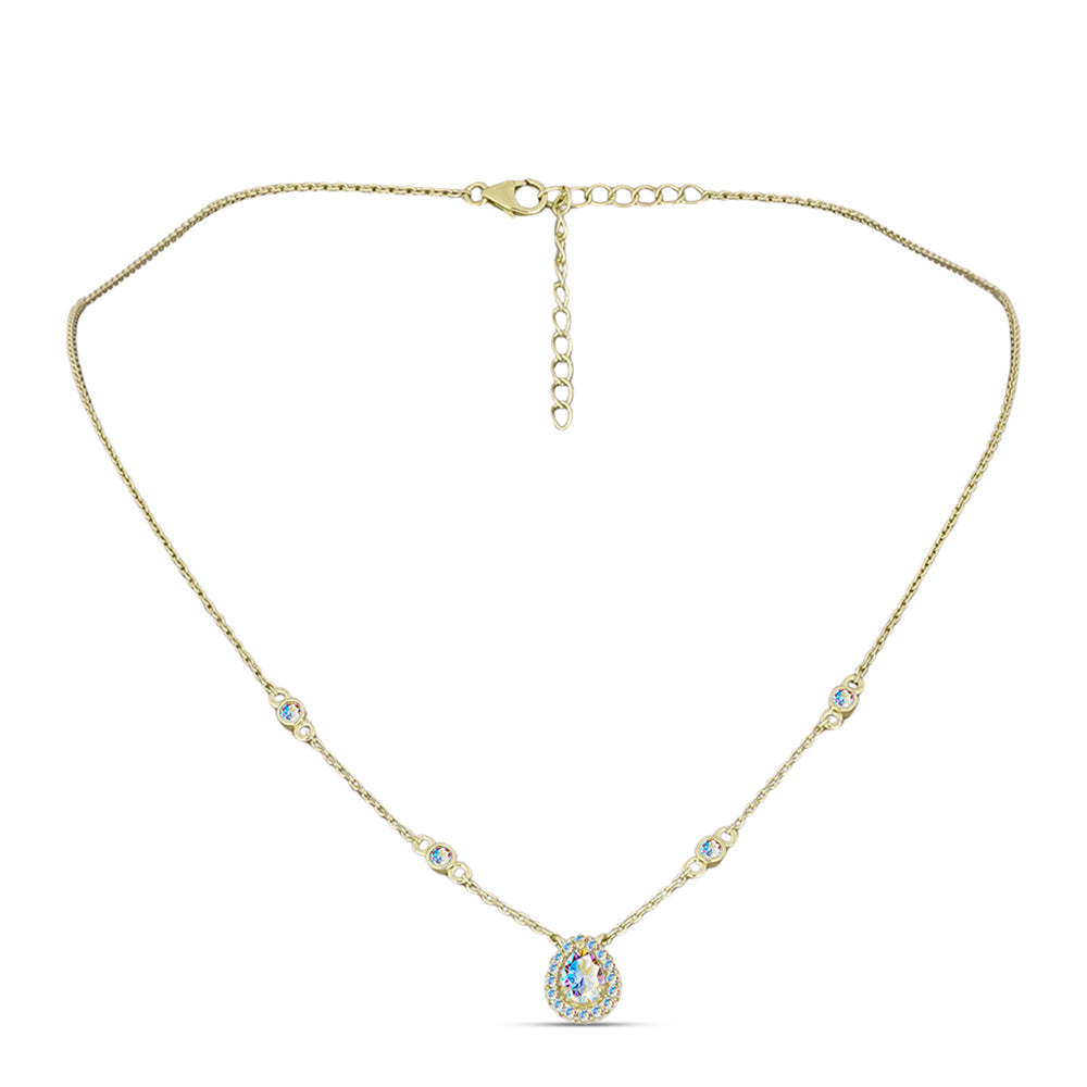 Arannyal Bevont Ezüst Nyaklánc Jég Moissanite-tel