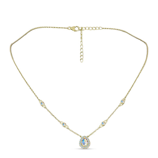 Arannyal Bevont Ezüst Nyaklánc Jég Moissanite-tel