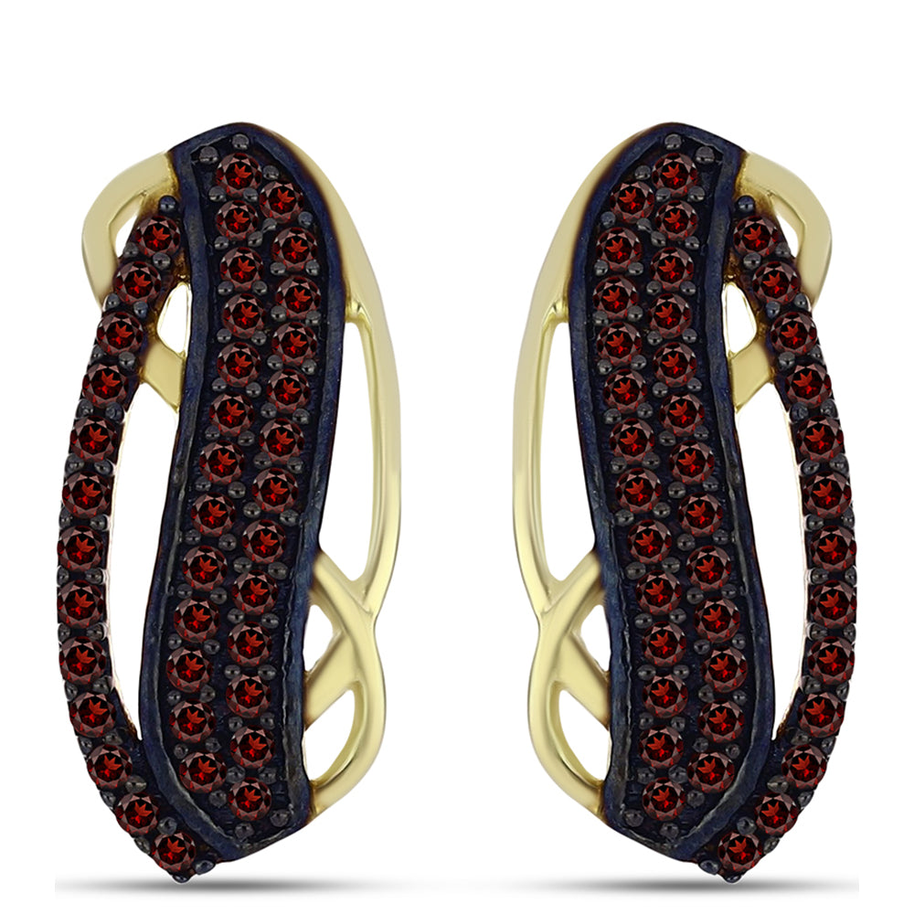 Arannyal Bevont Ezüst Fülbevaló Barton Gránáttal