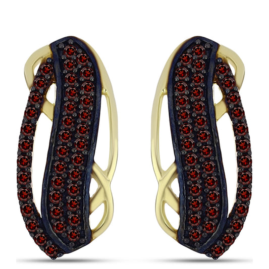 Arannyal Bevont Ezüst Fülbevaló Barton Gránáttal