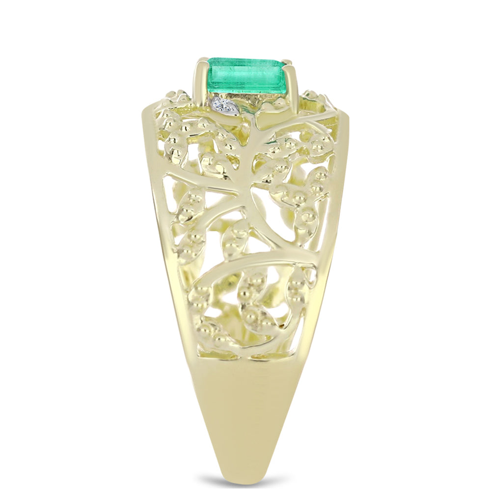 Arannyal Bevont Ezüst Gyűrű Kolumbiai Smaragddal és Fehér Gyémánttal 4 