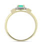 Arannyal Bevont Ezüst Gyűrű Kolumbiai Smaragddal és Fehér Gyémánttal