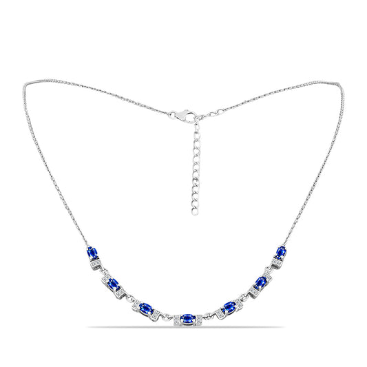 Ezüst Nyaklánc Ausztrál Kék Zafírral és Fehér Topázzal