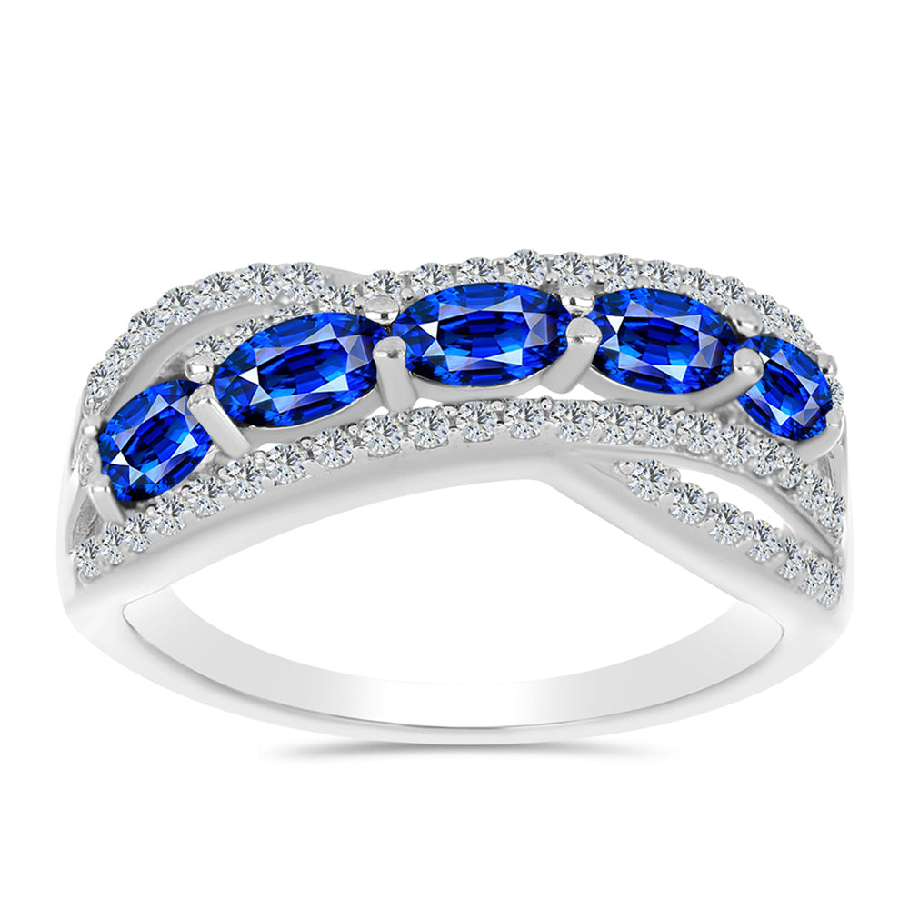 Ezüst Gyűrű Ausztrál Kék Zafírral és Fehér Topázzal 3 