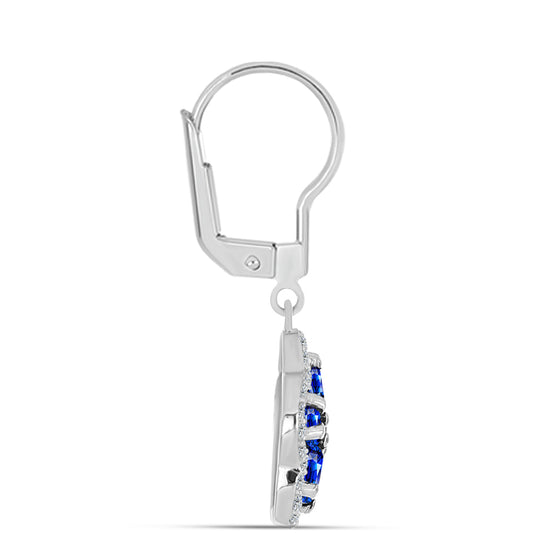 Ezüst Fülbevaló Ausztrál Kék Zafírral és Fehér Topázzal