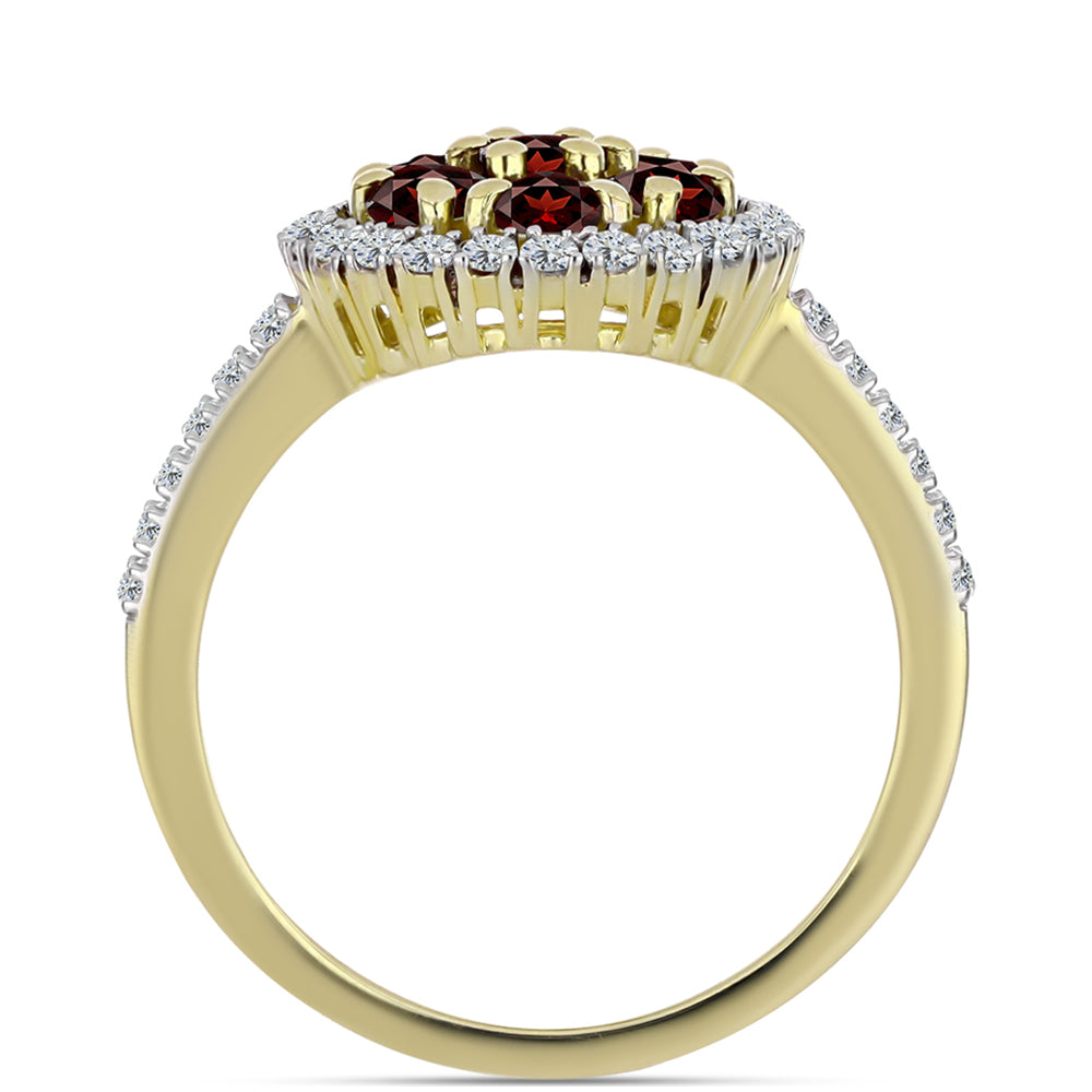 Arannyal Bevont Ezüst Gyűrű Barton Gránáttal és Fehér Topázzal 2 