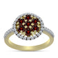 Arannyal Bevont Ezüst Gyűrű Barton Gránáttal és Fehér Topázzal