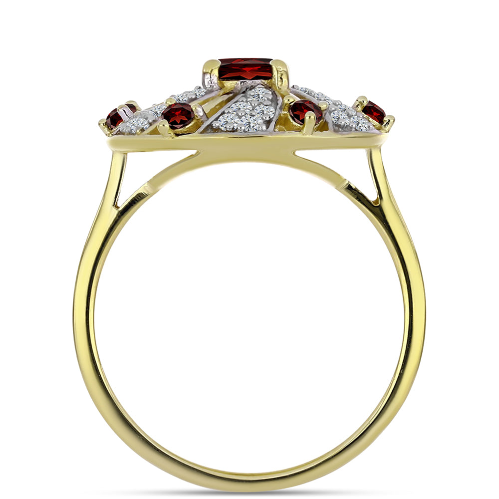 Arannyal Bevont Ezüst Gyűrű Barton Gránáttal és Fehér Topázzal 2 