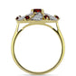 Arannyal Bevont Ezüst Gyűrű Barton Gránáttal és Fehér Topázzal
