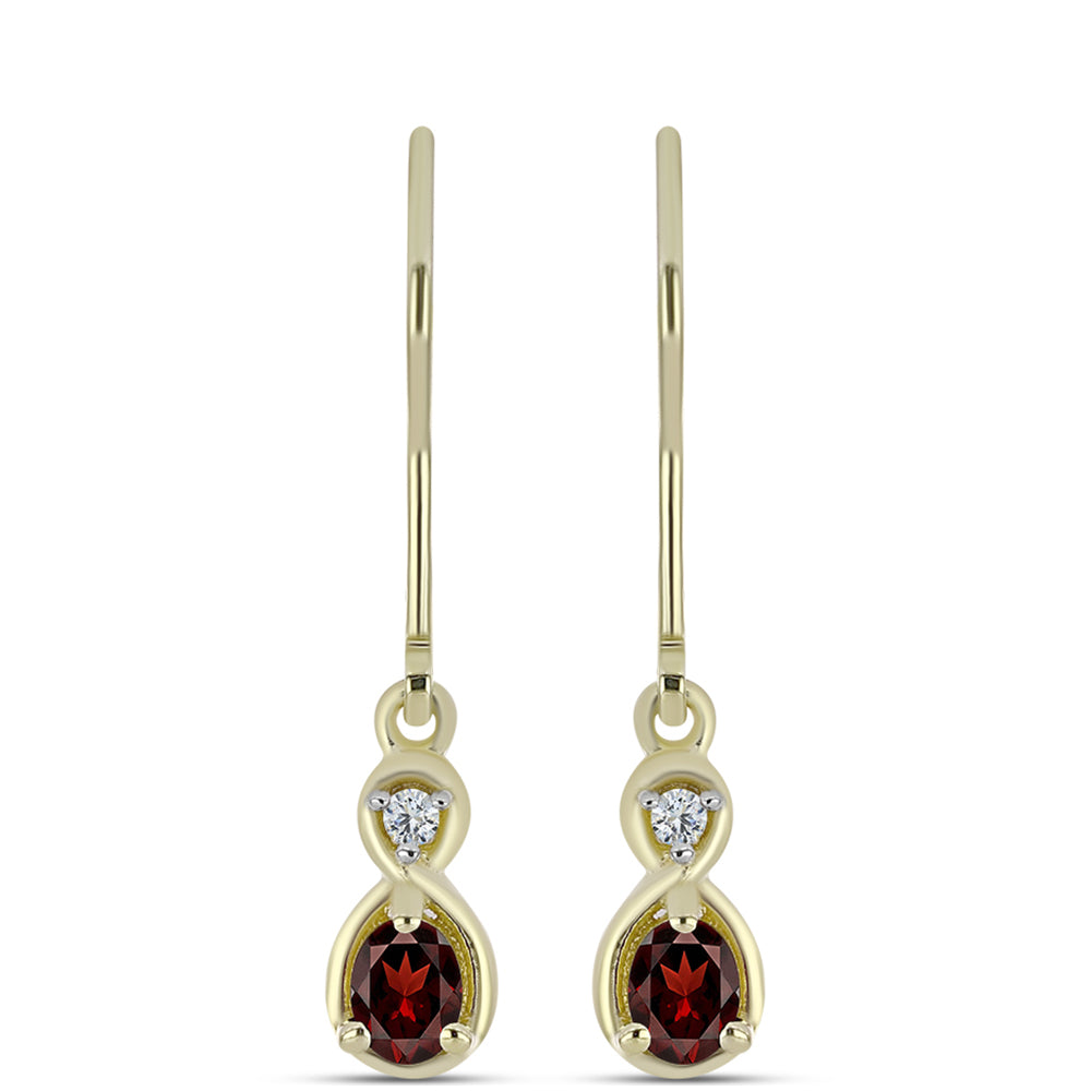 Arannyal Bevont Ezüst Fülbevaló Barton Gránáttal és Fehér Topázzal