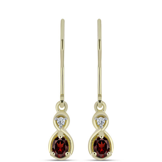 Arannyal Bevont Ezüst Fülbevaló Barton Gránáttal és Fehér Topázzal