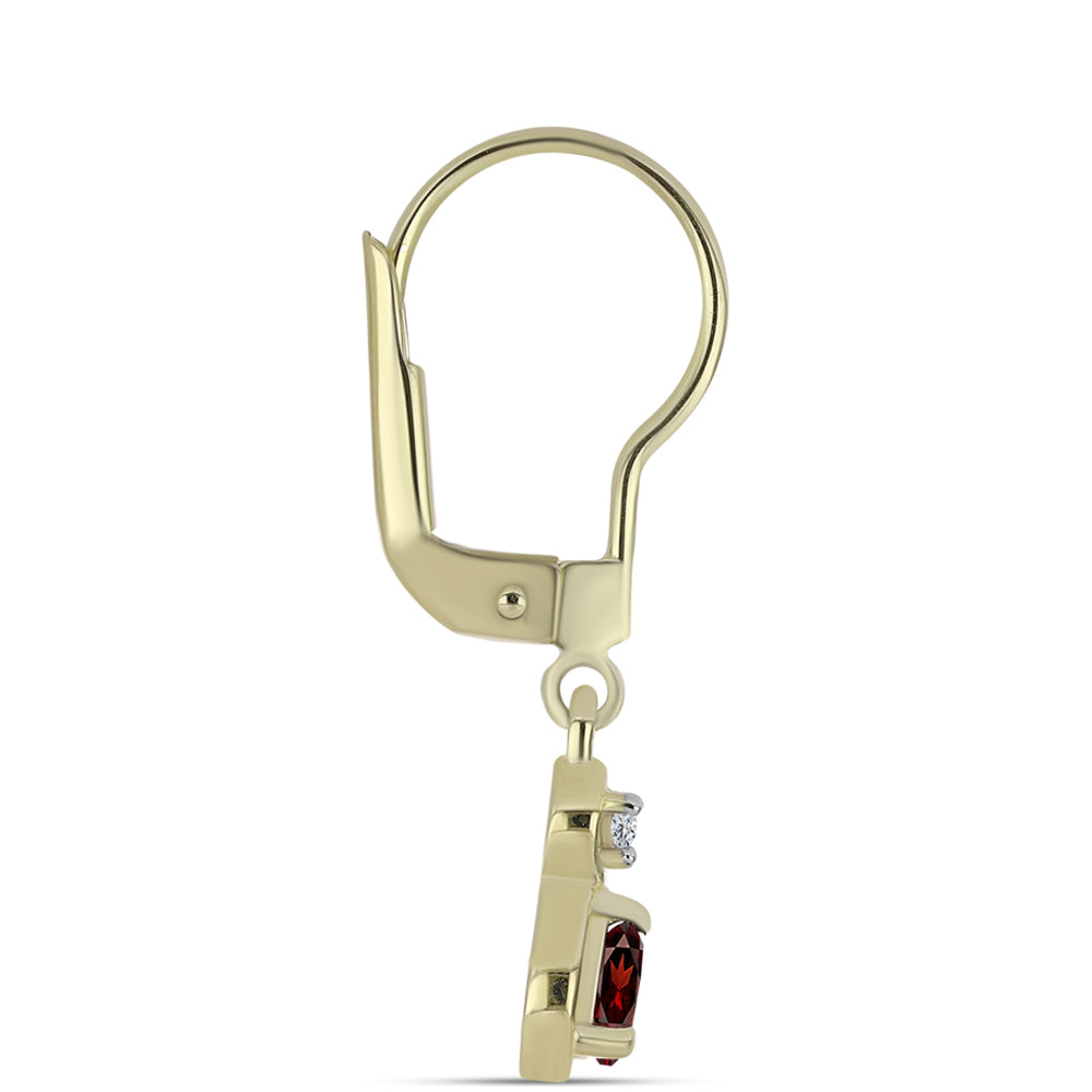 Arannyal Bevont Ezüst Fülbevaló Barton Gránáttal és Fehér Topázzal 2 