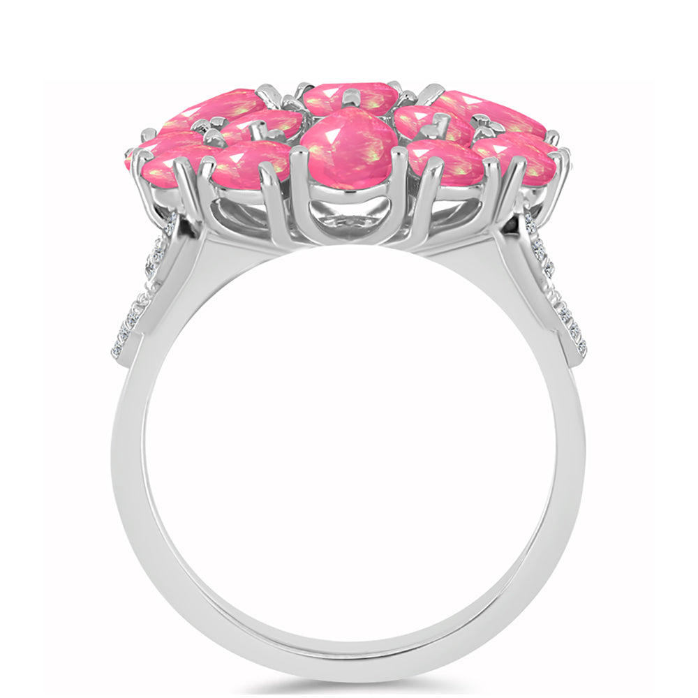 Ezüst Gyűrű Rózsaszínű Opállal és Fehér Topázzal 2 