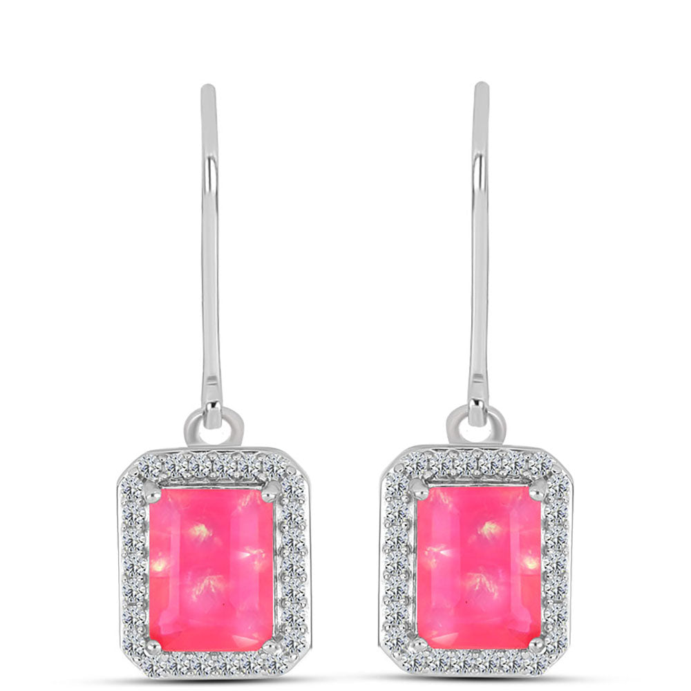 Ezüst Fülbevaló Rózsaszínű Opállal és Fehér Topázzal 1 