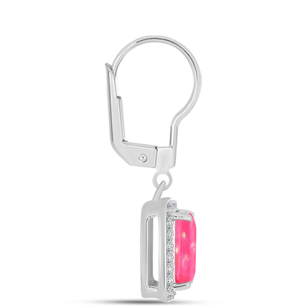 Ezüst Fülbevaló Rózsaszínű Opállal és Fehér Topázzal 2 