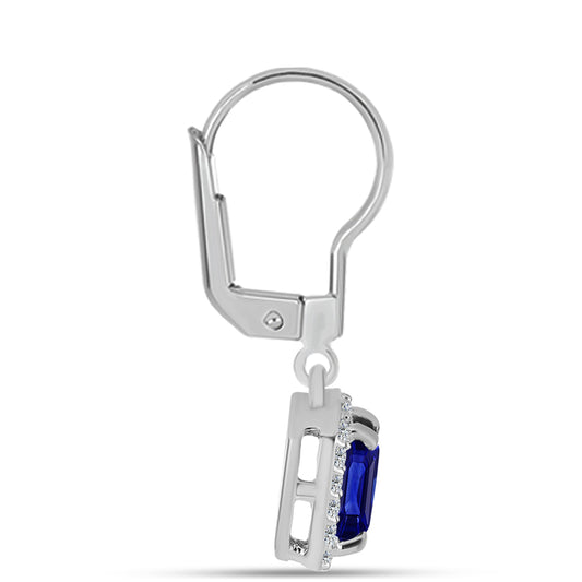 Ezüst Fülbevaló Ausztrál Kék Zafírral és Fehér Topázzal