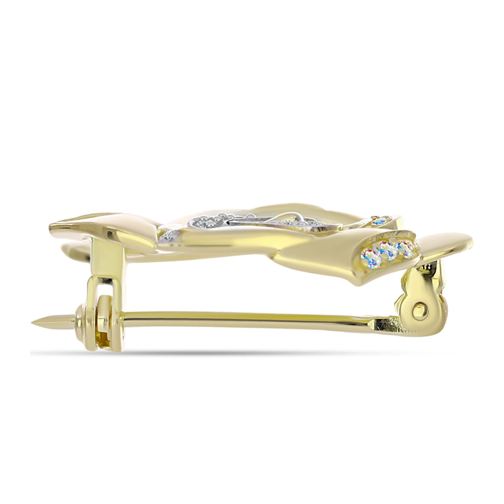 Arannyal Bevont Ezüst Bross Jég Moissanite-tel és Fehér Topázzal