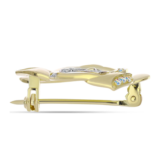 Arannyal Bevont Ezüst Bross Jég Moissanite-tel és Fehér Topázzal