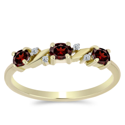 Arannyal Bevont Ezüst Gyűrű Barton Gránáttal és Fehér Topázzal