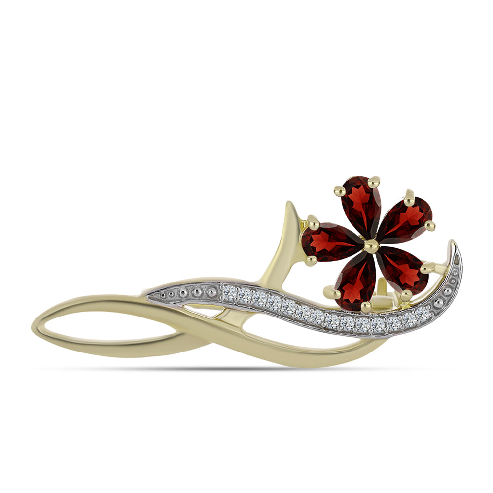 Arannyal Bevont Ezüst Bross Barton Gránáttal és Fehér Topázzal 1 