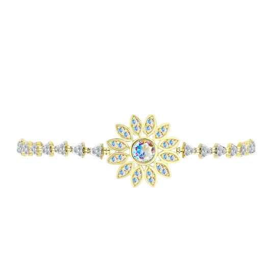 Arannyal Bevont Ezüst Karkötő Jég Moissanite-tel és Fehér Topázzal