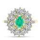 Arannyal Bevont Ezüst Gyűrű Kolumbiai Smaragddal és Fehér Gyémánttal