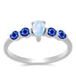 Ezüst Gyűrű Ausztrál Kék Zafírral és Szivárvány Holdkővel