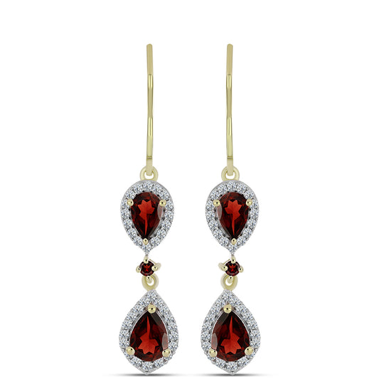 Arannyal Bevont Ezüst Fülbevaló Barton Gránáttal és Fehér Topázzal